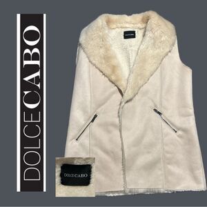 Dolce Cabo Faux Suede and Shearling Long‎ Cream Vest - Size M